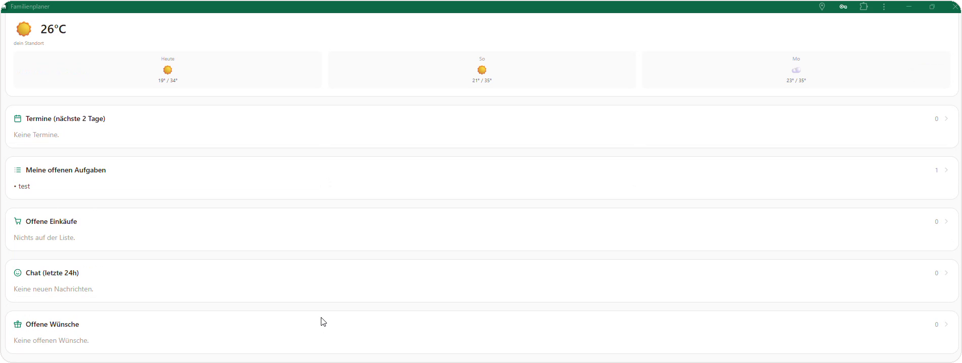 Dashboard in der App